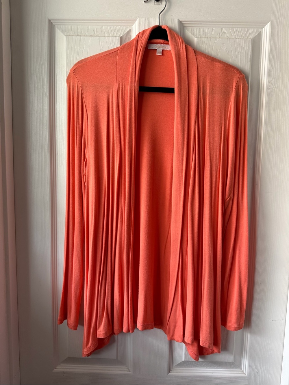 Women's Open-Front Cardigan Sweater in Coral Orange